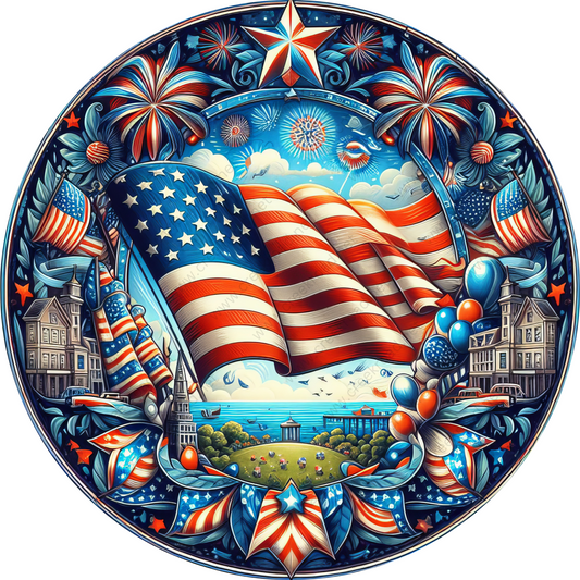 a plate with an american flag on it