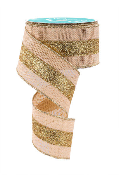 a roll of gold glitter ribbon on a white background