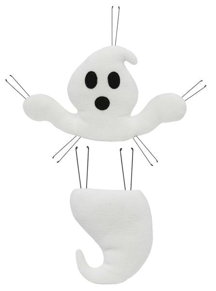 a white stuffed animal with black eyes and a nose