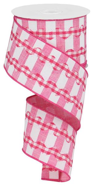 a roll of pink and white checkered ribbon