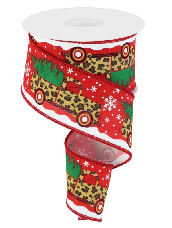 a roll of red and green christmas ribbon