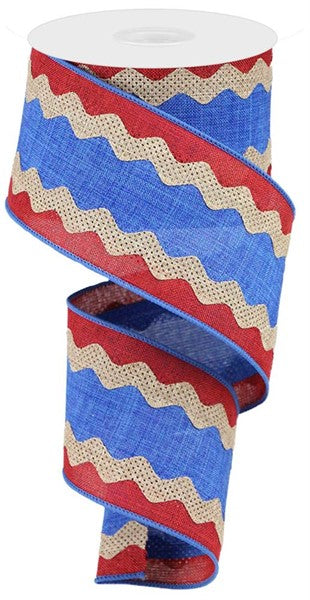a roll of red, white and blue ribbon