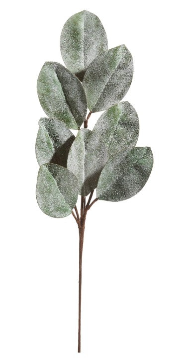 A single, green leafy plant with a brown stem, appearing to be a natural, organic representation of a plant or tree.