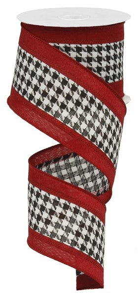 a roll of red and black checkered ribbon