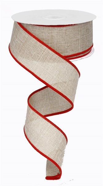 a roll of red and white ribbon on a white background