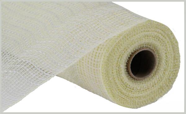 A roll of white mesh material with a brown circular opening at the end.