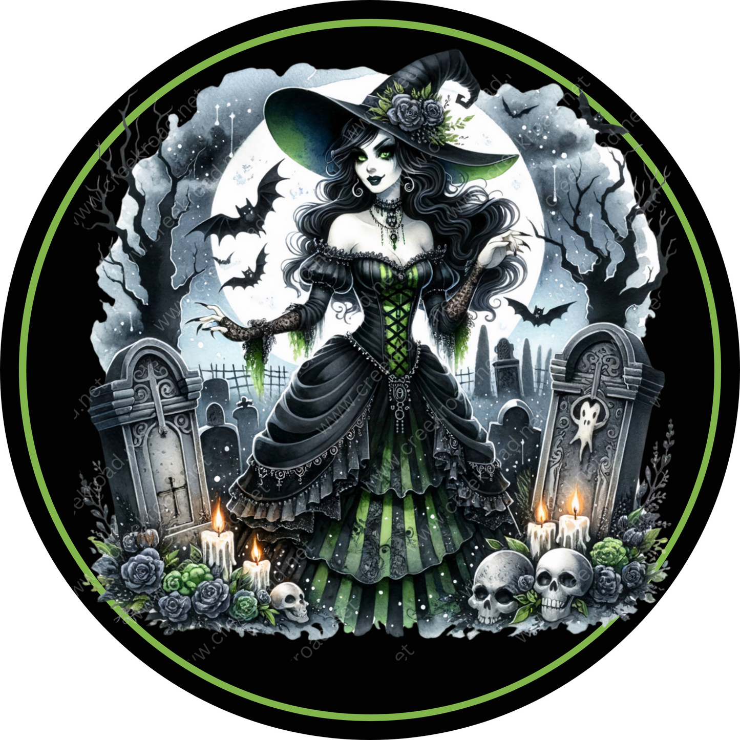 a picture of a woman in a witch costume