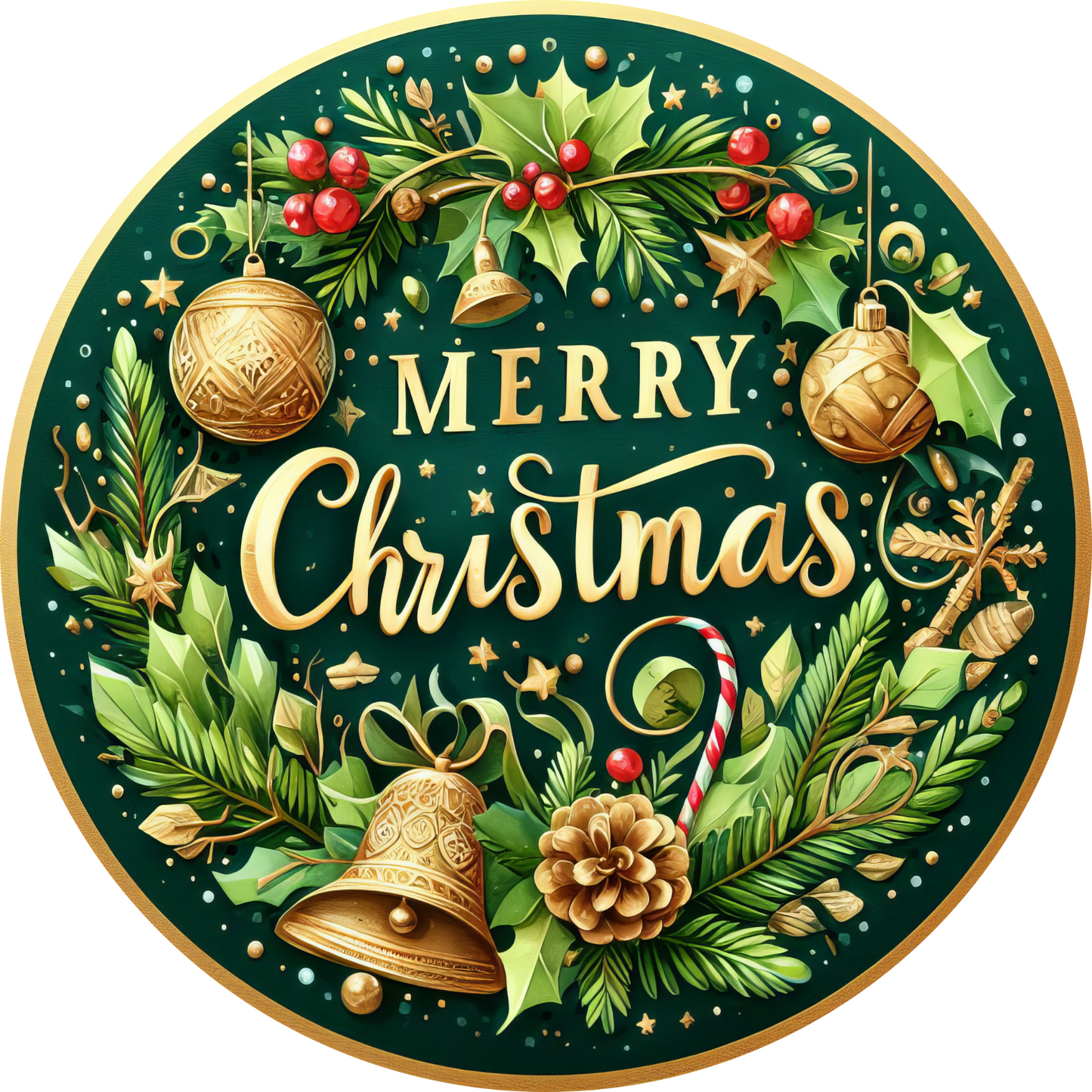 Merry Christmas Festive Wreath Sign