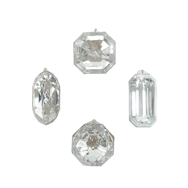 Farrisilk Crystal Jewel 4" Assortment 4 pcs. - Acrylic Gem for Home Decor - CX958-44