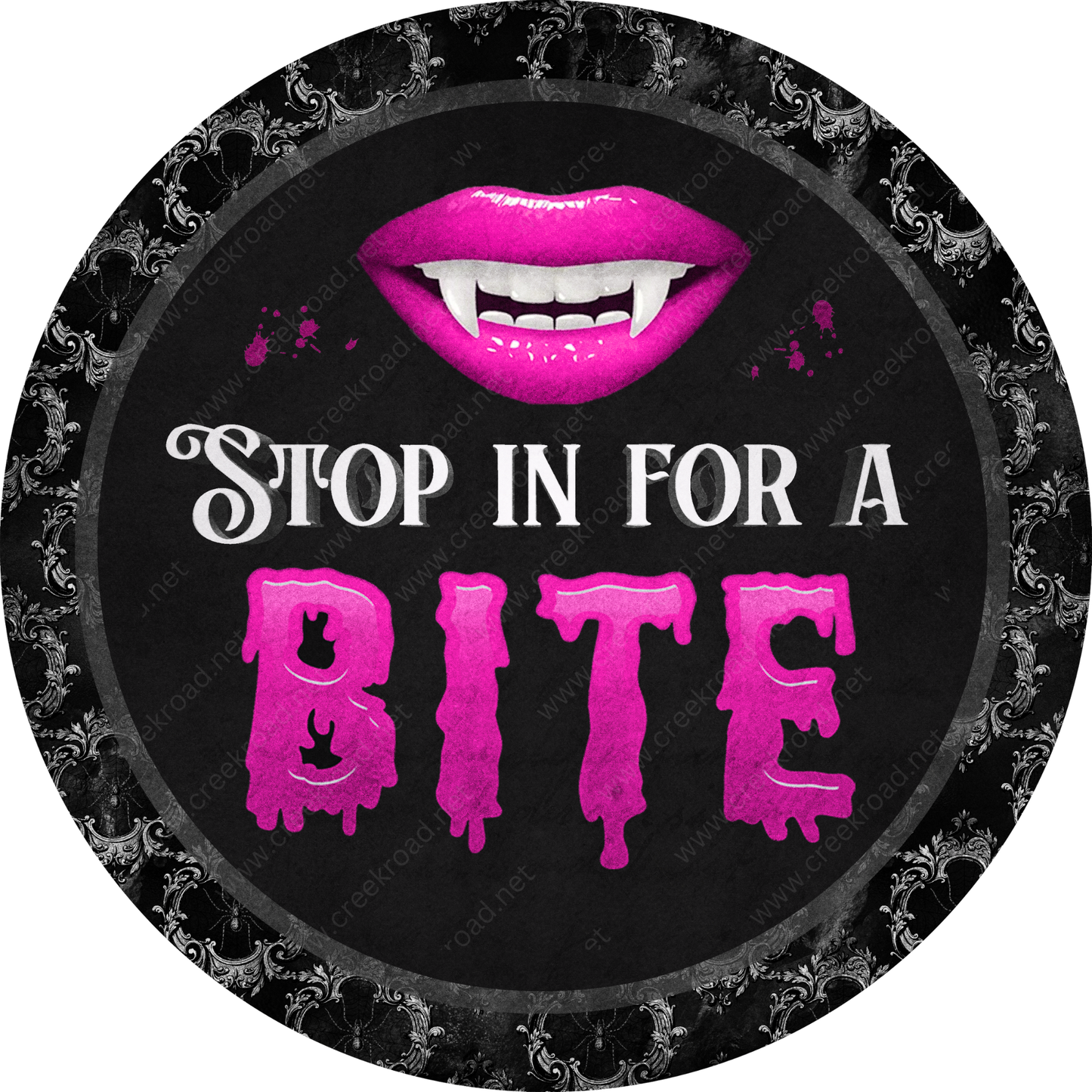 Stop In For A Bite Halloween Sublimated Wreath Sign-Choose Your Color