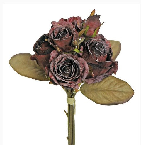 DRIED ROSE & HYDRANGEA BUNDLE, 12", BURGUNDY-PM3053-BU