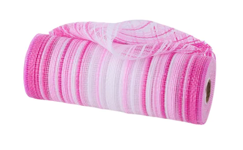 10" x 10yd Vertical Ombre Stripe Mesh-Hot Pink/Pink/White-RE13861Y