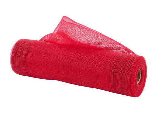 A roll of red mesh or fabric is shown against a white background.