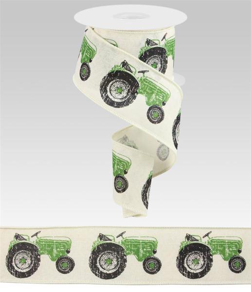 a roll of tape with a green tractor on it