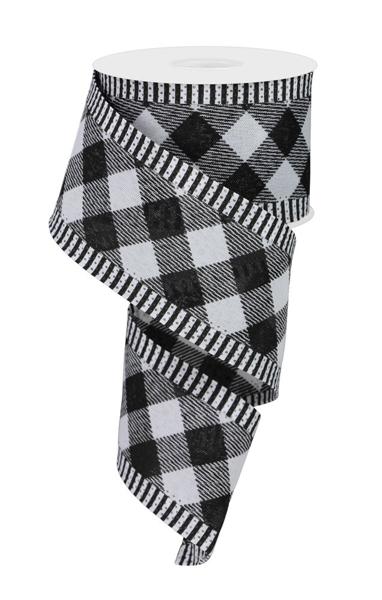 a roll of black and white plaid ribbon