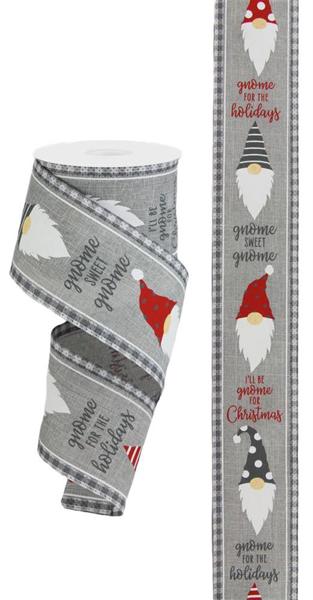 a christmas ribbon with gnomes and gnomes on it