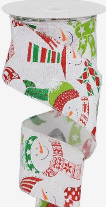 a roll of christmas ribbon with snowmen on it