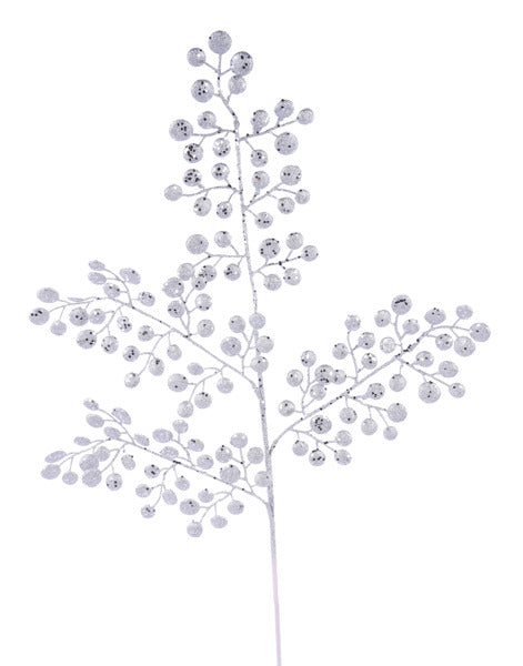 a white plant with lots of silver balls on it