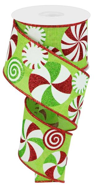 a roll of christmas ribbon with candy canes on it