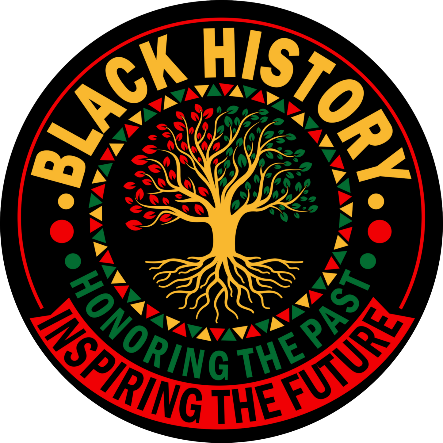 a black history logo with a tree in the center