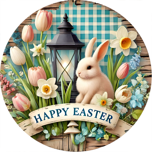 a picture of a rabbit sitting in front of a lantern