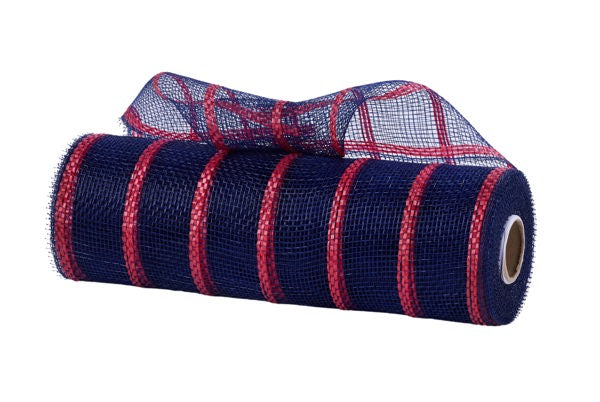 a roll of blue and red mesh