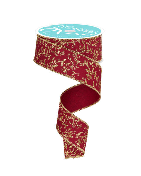 a red and gold ribbon on a white background