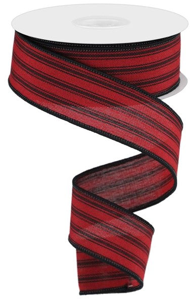 a red and black striped ribbon on a white background