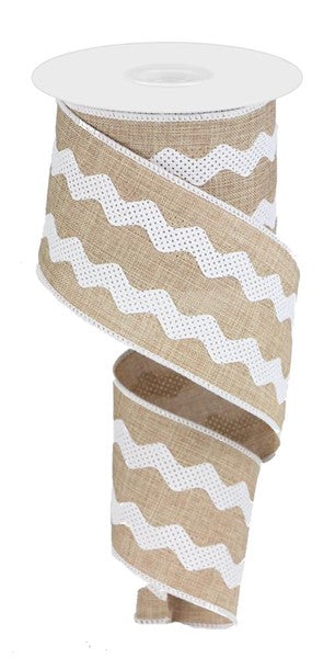 a roll of brown and white ribbon on a white background