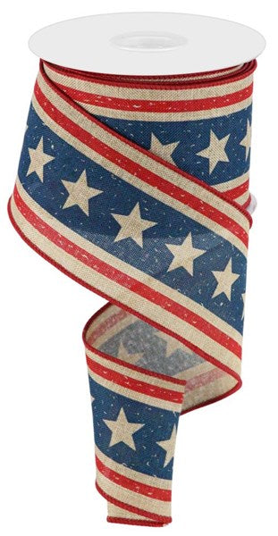 a roll of patriotic ribbon with stars on it