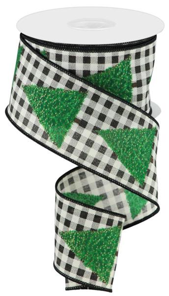 a ribbon with a green christmas tree on it