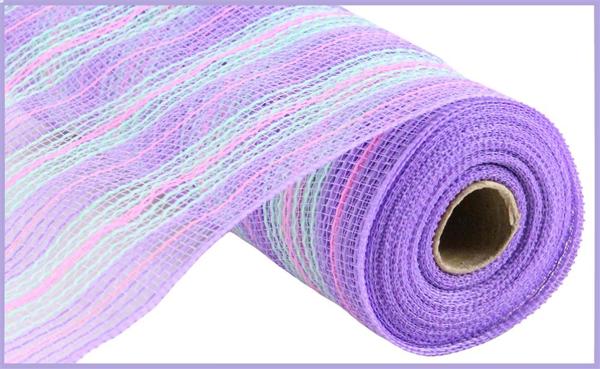 a roll of purple and white mesh on a white background