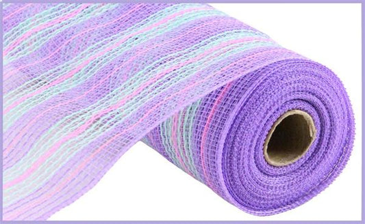 a roll of purple and white mesh on a white background