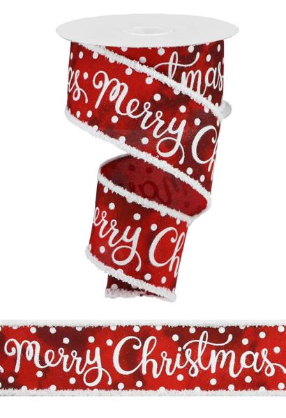 a roll of christmas ribbon with merry lettering on it