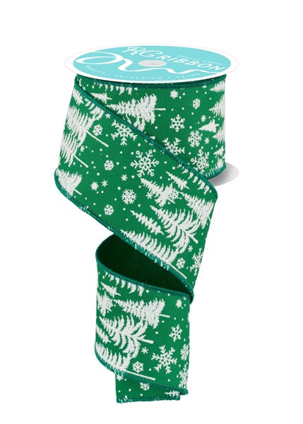 a green and white christmas ribbon with snowflakes on it
