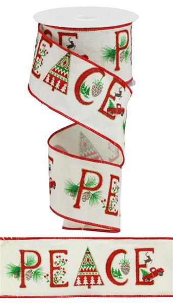 a roll of christmas ribbon with the words peace on it