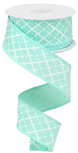 a green ribbon with white squares on it