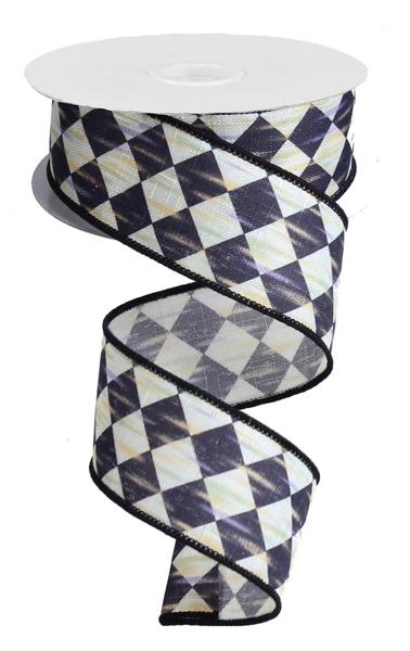 a roll of black and white checkered ribbon