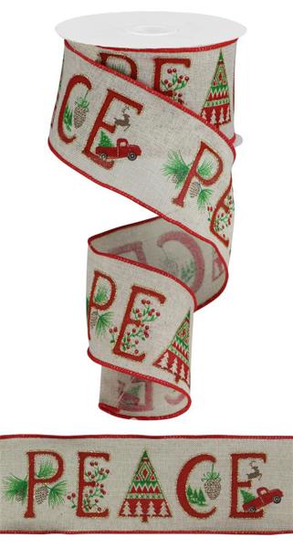 a roll of christmas ribbon with the words peace on it