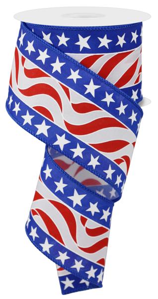 a red, white and blue ribbon with stars on it