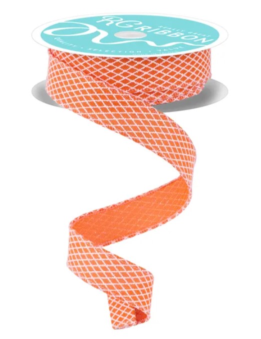 a spiral-shaped orange and white patterned ribbon.
