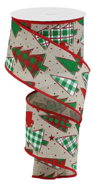 a roll of ribbon with christmas trees on it