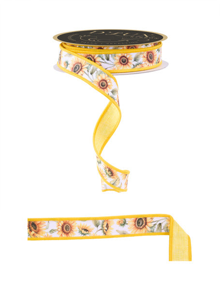 a yellow ribbon with sunflowers on it