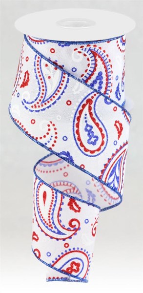 a roll of red, white and blue ribbon