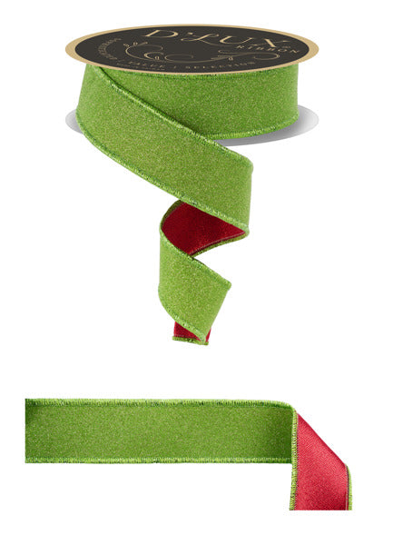 a green and red ribbon with a black and gold label.