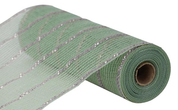 a roll of green glitter fabric on a white background