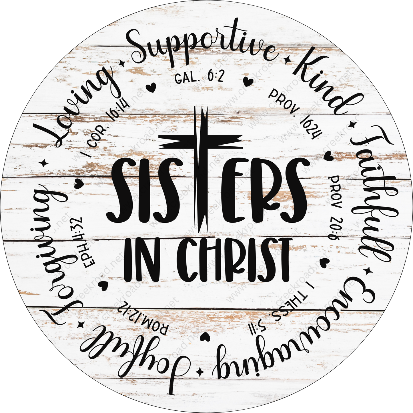 a wooden sign that says sisters in christ