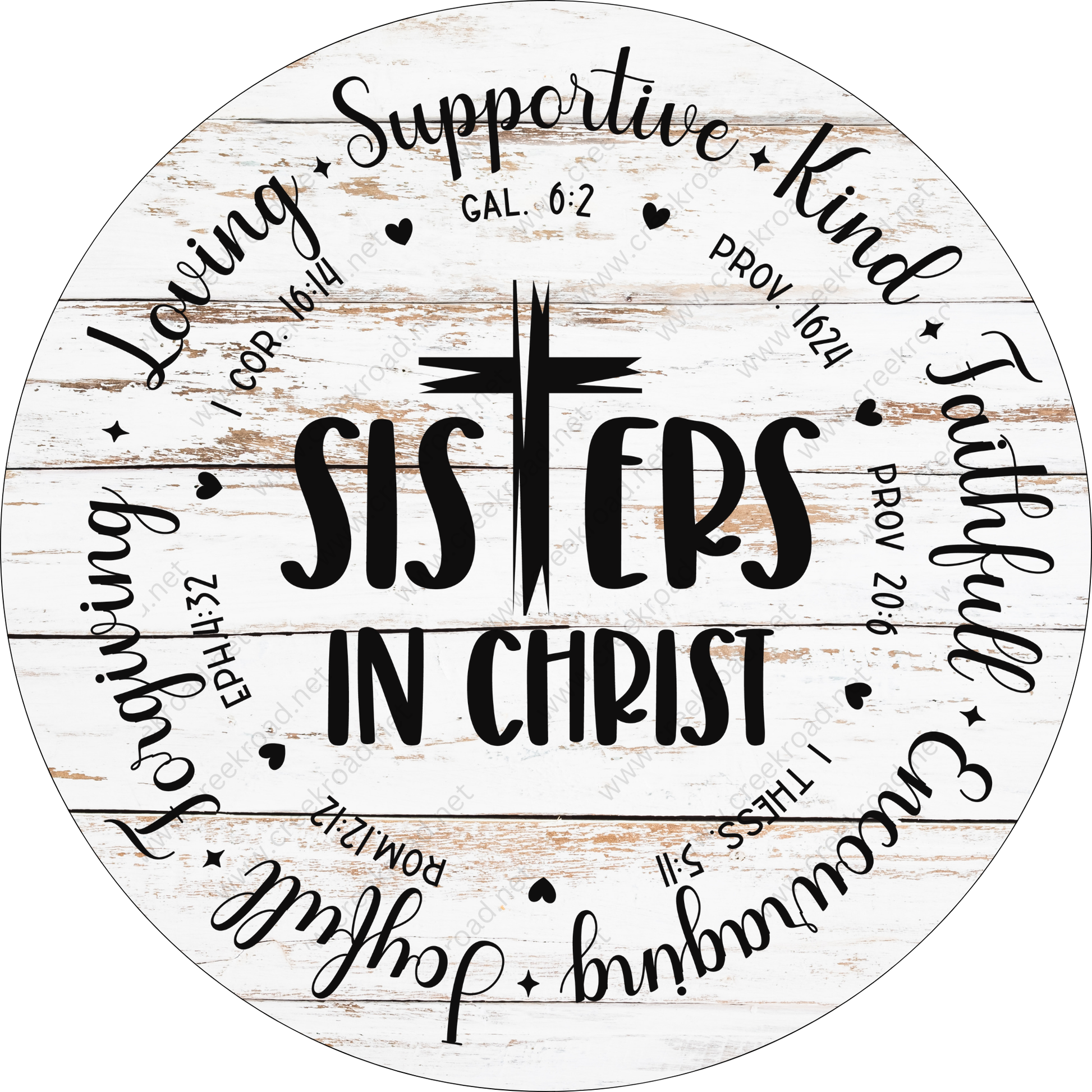 a wooden sign that says sisters in christ