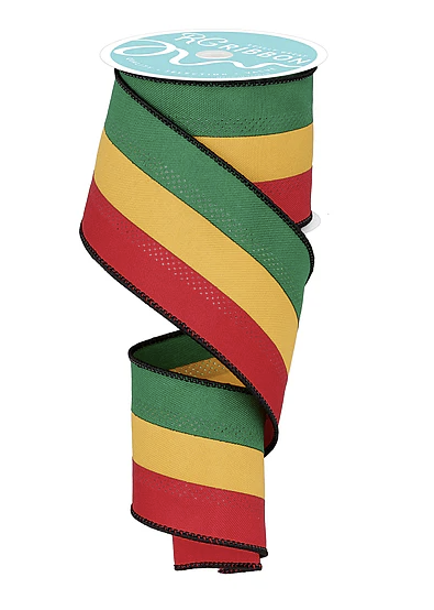 a colorful, multicolored ribbon with a pattern of green, yellow, and red stripes.