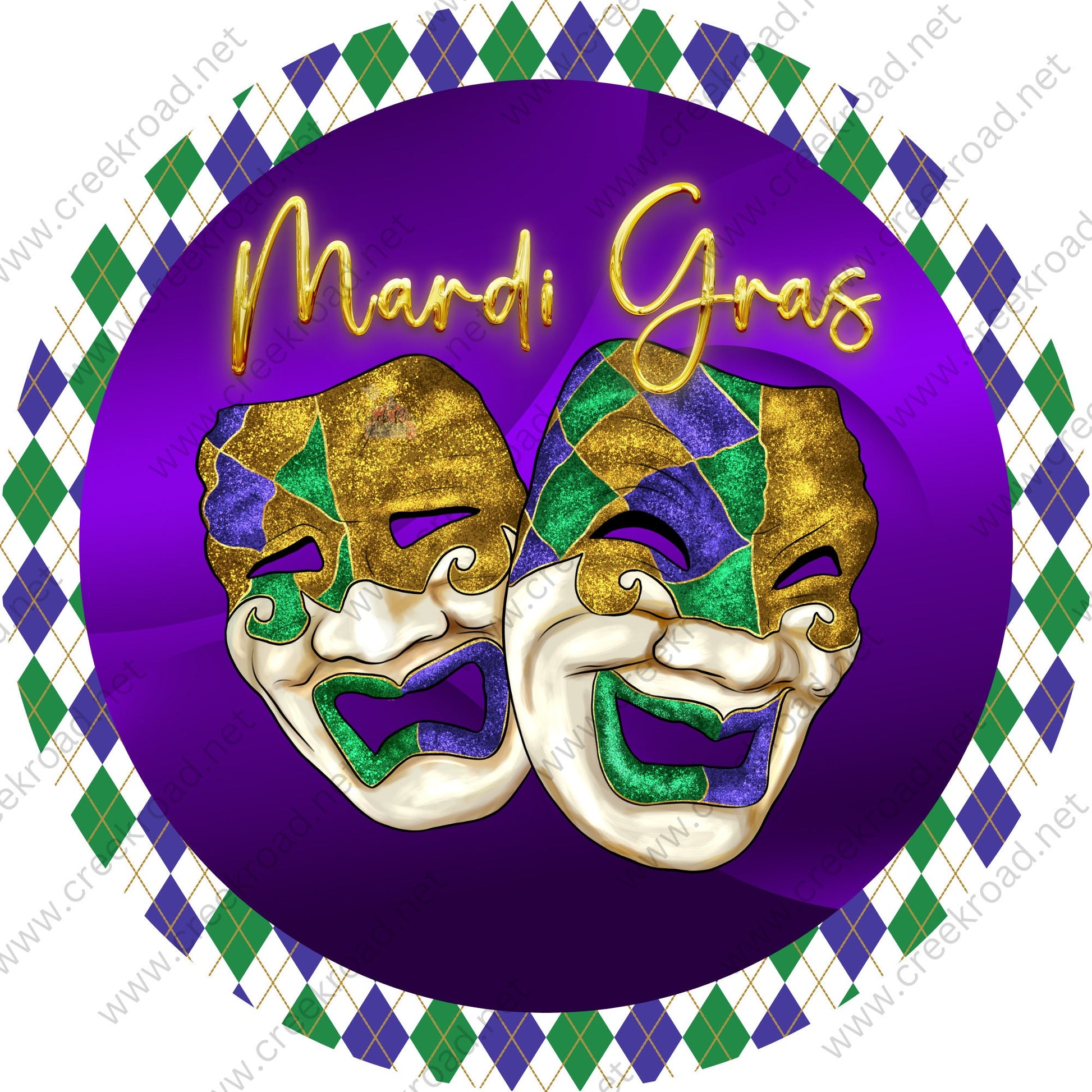 Mardi Gras Color Masks for Mardi Gras - Mardi Gras Sign - Louisiana- New Orleans - Purple, Green, and Gold- Metal Sign